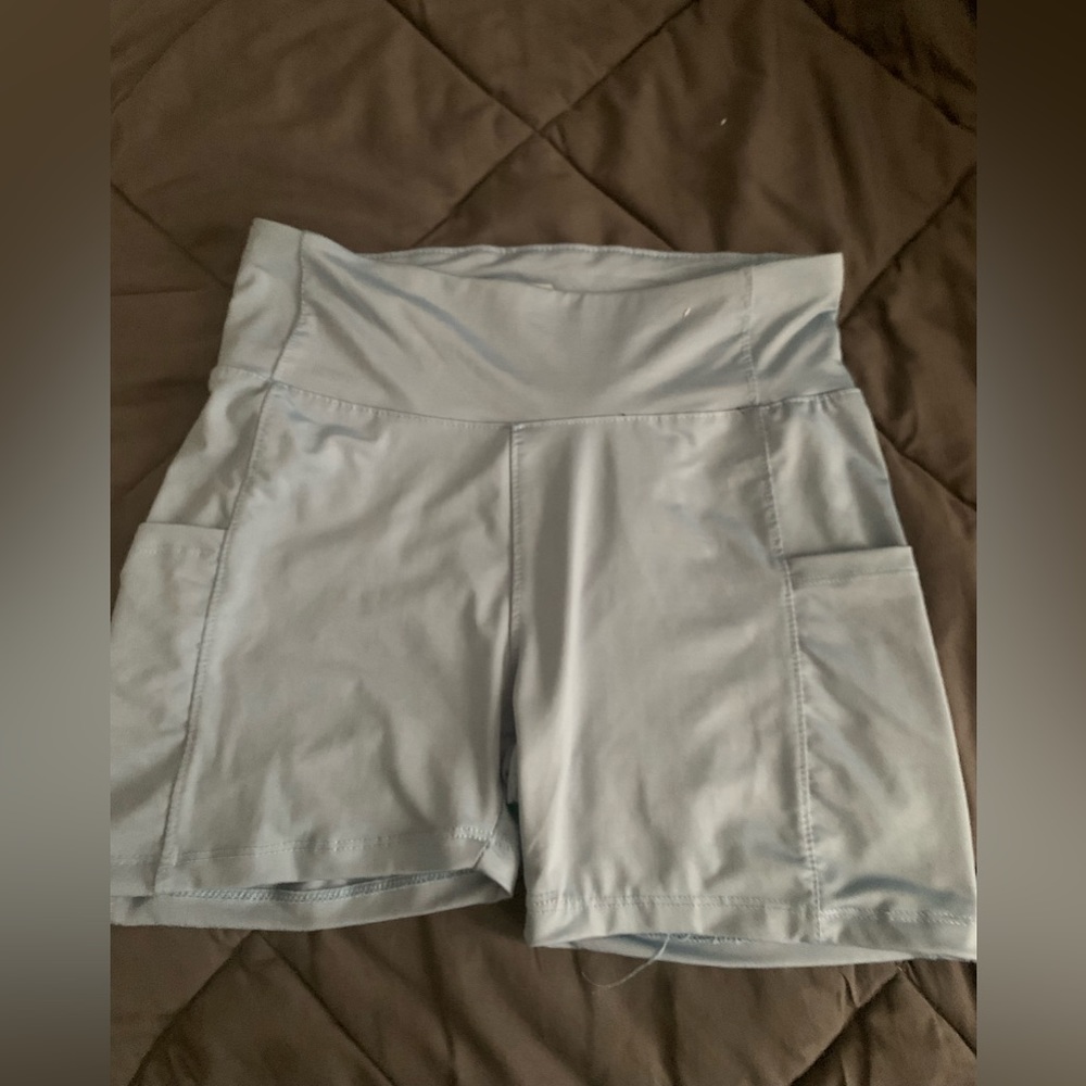Blue biker exercise shorts